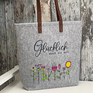 Personalized felt bag shopper made of felt "Happy looks good on you!" Gift personalized with name