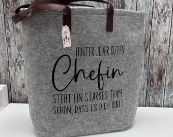 Personalisierte Filztasche "CHEFIN" Geschenk  für die Arbeitskollegin/Chefin personalisiert mit Namen