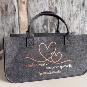 Personalisierte XL Filztasche KINDER personalisiertes Geschenk für Mama und Papa - mit Namen