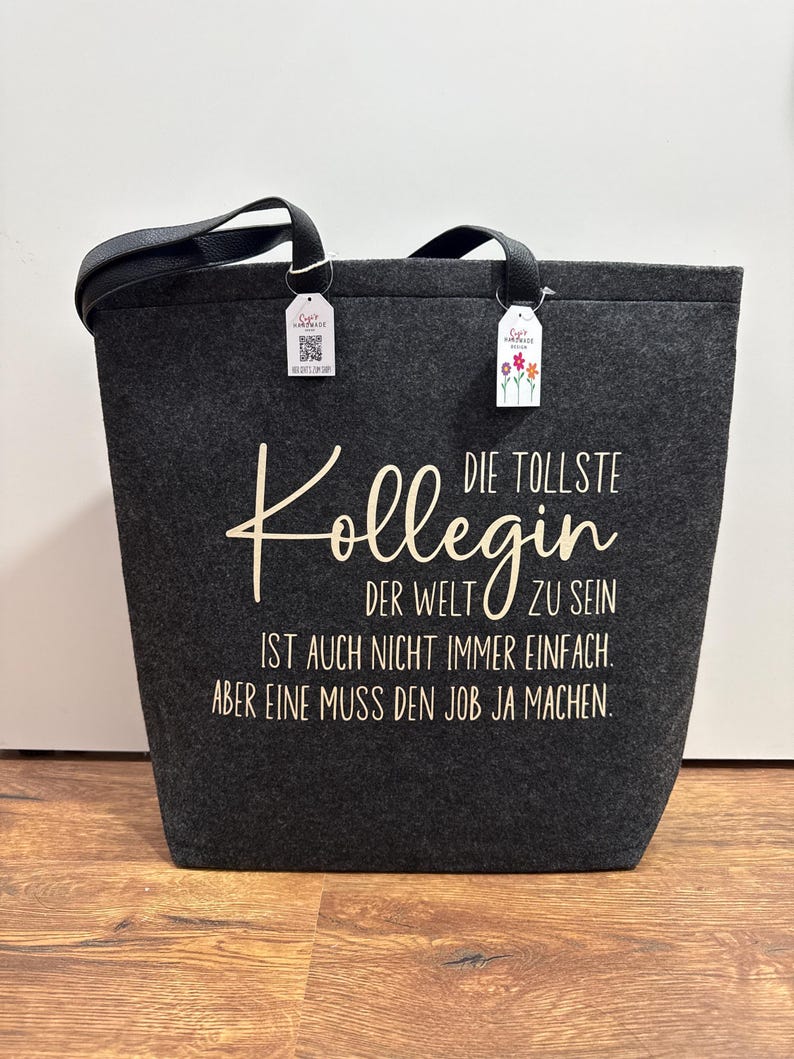 Felt bag "COOLEST COLLEAGUE" - personalized gift for your female colleague/boss - with name - personalized bag image 4