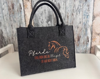 Bolsa de fieltro personalizada "Caballos" - Regalo para jinetes y amantes de los caballos - varios colores - bolsa personalizada