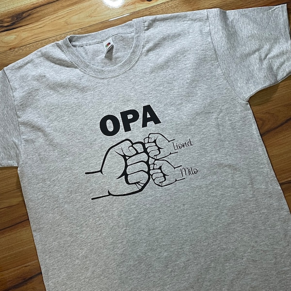 Shirt für den Opa Geburtstagsgeschenk bis zu 6 Kindern personalisiert mit Namen Gr. M bis 3XL