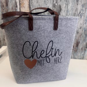 Personalisierte Filztasche "CHEFIN MIT HERZ" personalisiertes Geschenk für alle Berufe auch mit Namen - auch als  Set erhältlich