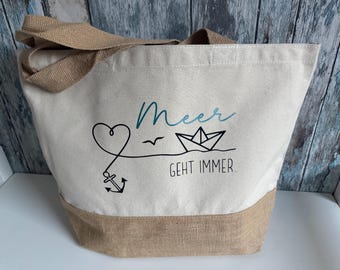 Jute bag "SEA" - personalized gift for women - beach bag - personalized bag