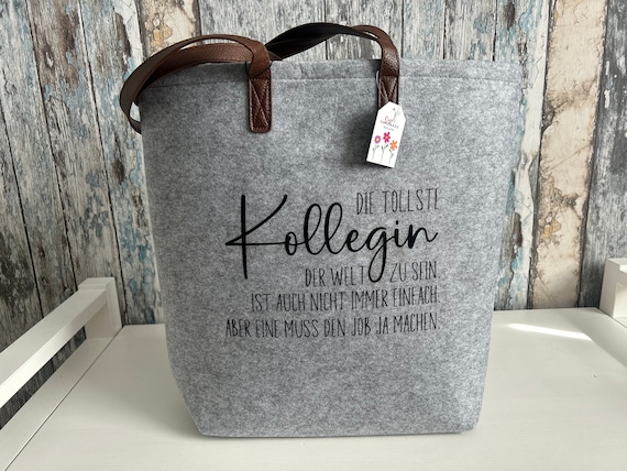 Filztasche "TOLLSTE KOLLEGIN" - personalisiertes Geschenk  für die Arbeitskollegin/Chefin - mit Namen - personalisierte Tasche