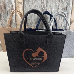 Personalisierte Filztasche „STALLTAGSHELDIN“ personalisiertes Geschenk für Reiterinnen und Pferdemädchen