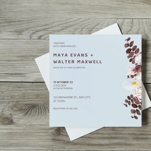 Herbst Digitale Hochzeitseinladung, Ivory & Burgund Bouquet Einladung, Do It Yourself Hochzeit,