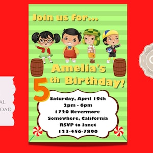 Chilindrina Birthday Invitation, Chavo Family Digital Invitation, Chavo Del Ocho, Digital Download Invitation, 5X7 Digital Download, Quico