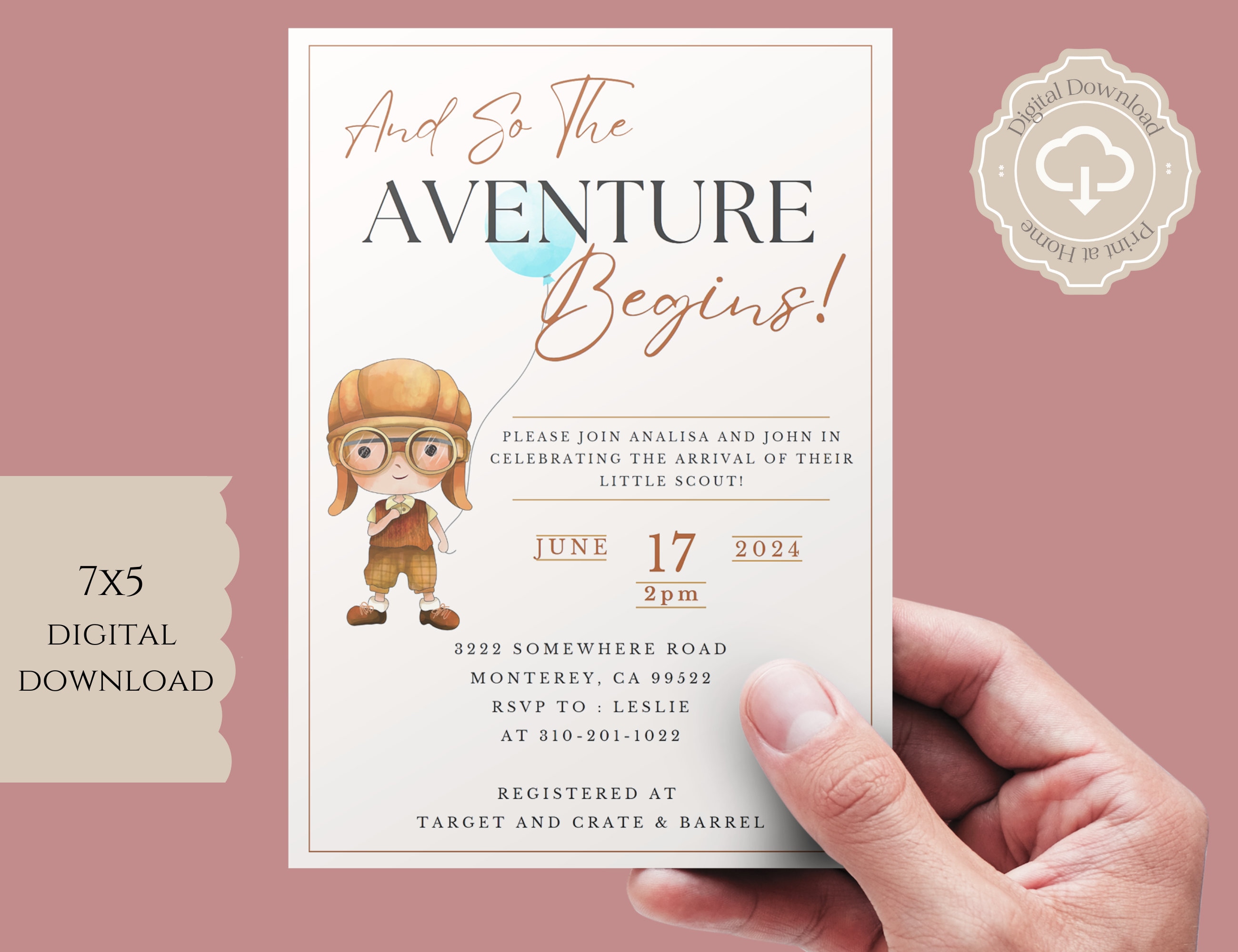 UP Baby Shower, UP Baby Shower Invitation, Little Scout Invite, Boy