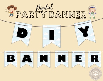 Toy DIY Banner, Digital Banner Template, DIY Boy Story Birthday Banner, Print at Home Birthday Banner, Boy Story Event Cutouts
