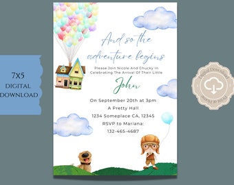 UP Boy Baby Shower, UP Baby Shower Invitation, Little Scout Invite, Boy Invite, Boy Scout, Do It Yourself 5x7 IN, Adventure Baby Shower