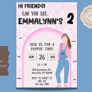 Ms. Rachel Birthday Invitation, Icky Sticky Bubblegum Digital Invitation, Icky Sticky Invite, Digital Invite Download, 5X7 Digital Download