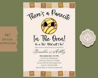 Panecito Gender Reveal, Concha Baby Gender Reveal, Panecito in the Oven Invite, Concha Gender Reveal, Digital Invitation Download 5x7 IN