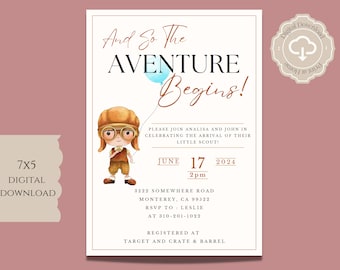 UP Baby Shower, UP Baby Shower Invitation, Little Scout Invite, Boy Invite, Boy Scout, Do It Yourself 5x7 IN, Adventure Baby Shower Invite