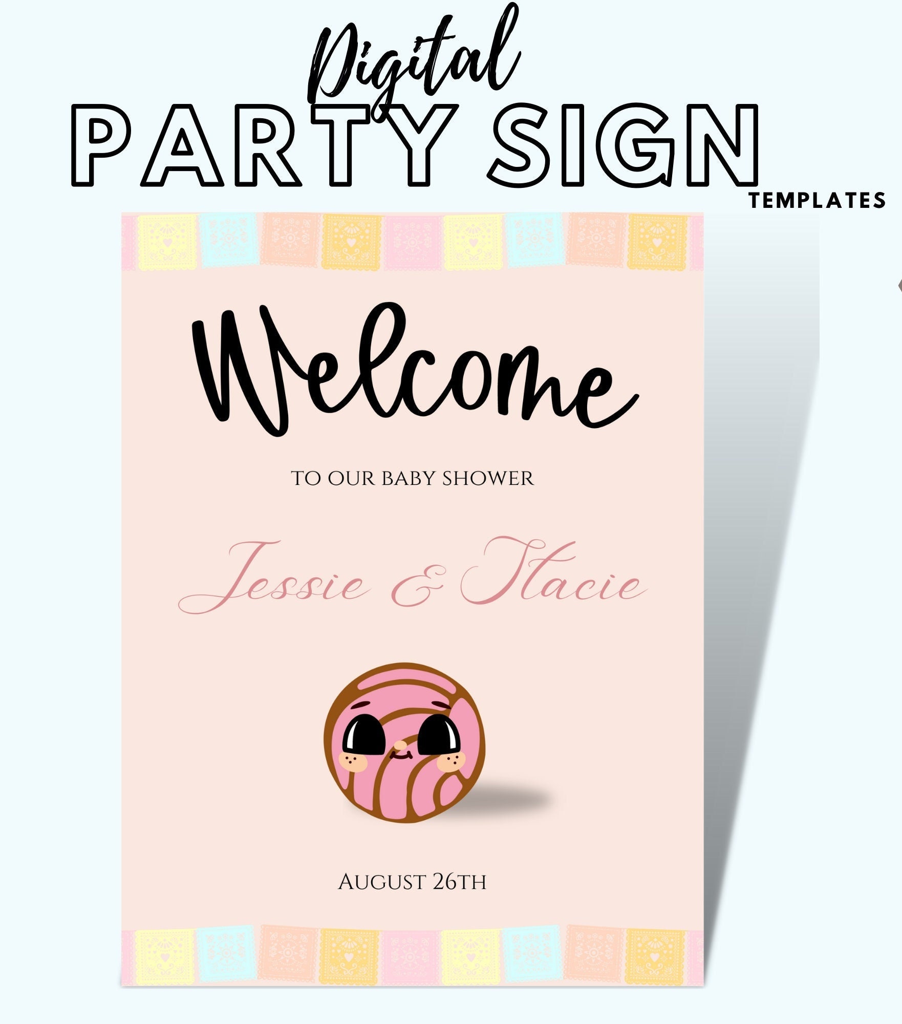 Concha Baby Shower Welcome Sign, Concha Baby Shower Sign, Concha in the Oven Sign, Concha Baby Shower Sign, Digital Sign Download 5x7 IN