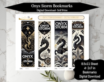 Onyx Storm Bookmarks, Onyx Storm Self Print Bookmarks, Book Prints, 2in x 7in, Self Print download