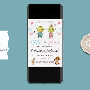 Shrek Gender Reveal, Shrek Gender Reveal Invitation, He or She, Gender