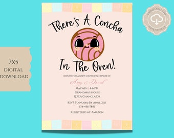 Concha Baby Shower, Concha Baby Shower Invitation, Concha in the Oven Invite, Concha Baby Shower Invite, Digital Invitation Download 5x7 IN