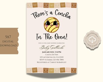 Concha Baby Shower, Concha Baby Shower Invitation, Concha in the Oven Invite, Concha Baby Shower Invite, Digital Invitation Download 5x7 IN