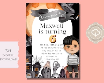 Pugsley Geburtstagseinladung, Addams Familie digitale Einladung, Pugsley Addams, digitaler Download Einladung, 5 X 7 digitaler Download