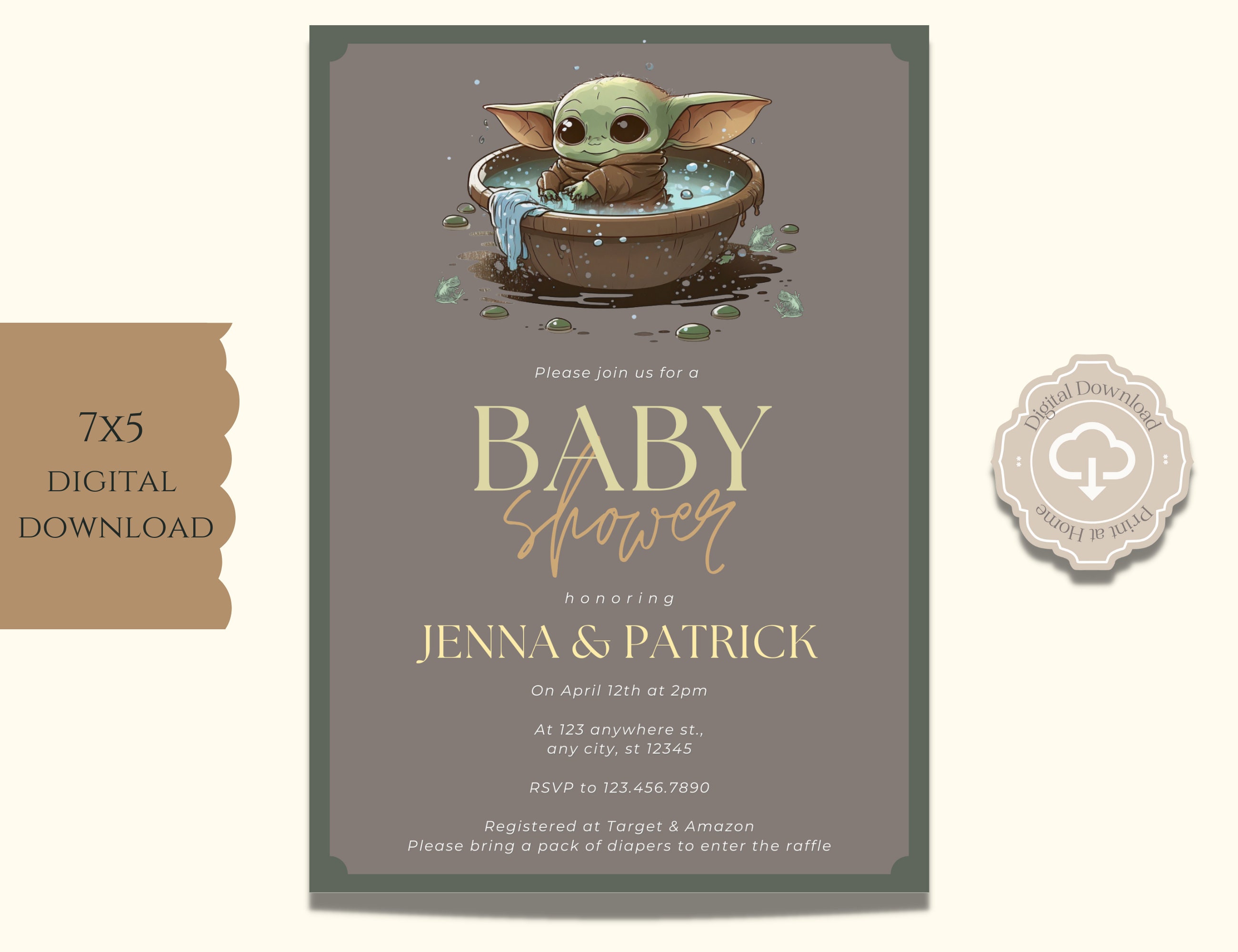 Star Wars Baby Shower, Grogu Baby Shower Invitation, Baby Yoda Invite, Do It Yourself 5x7 IN, Baby Yoda Shower Invite, The Child Invitation