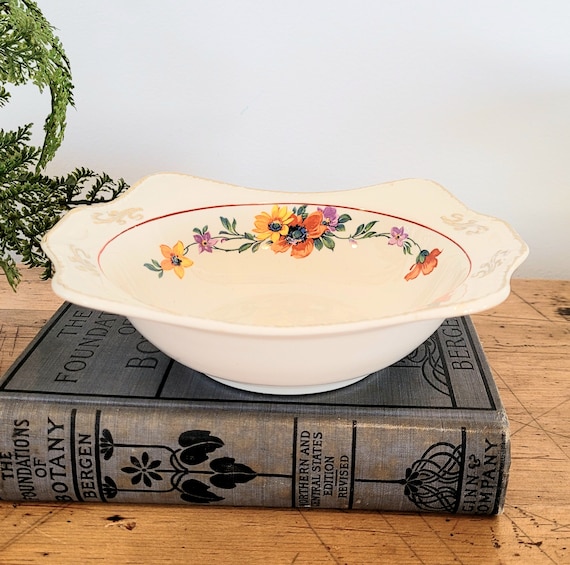 Vintage China Harker Pottery 1840 Square Serving Bowl With Yellow