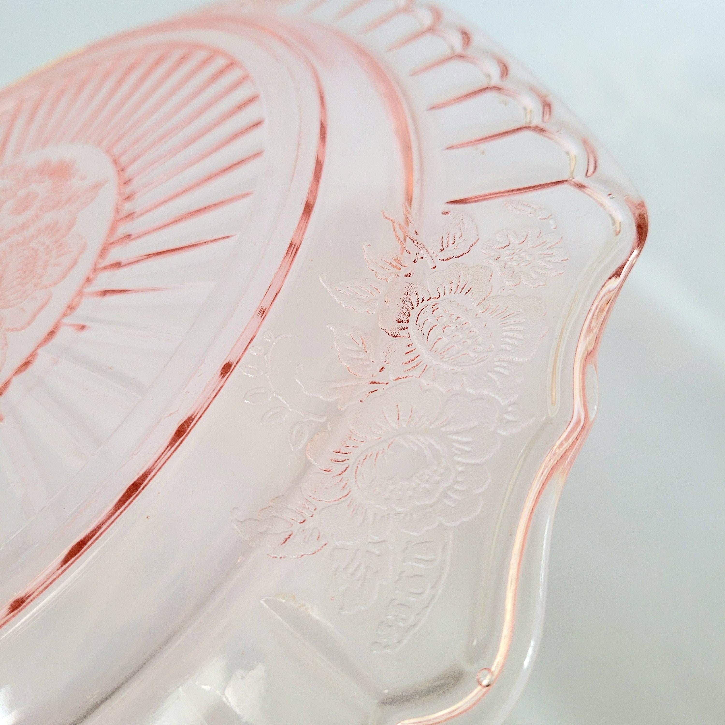 Pink Depression Glass Square Platenull