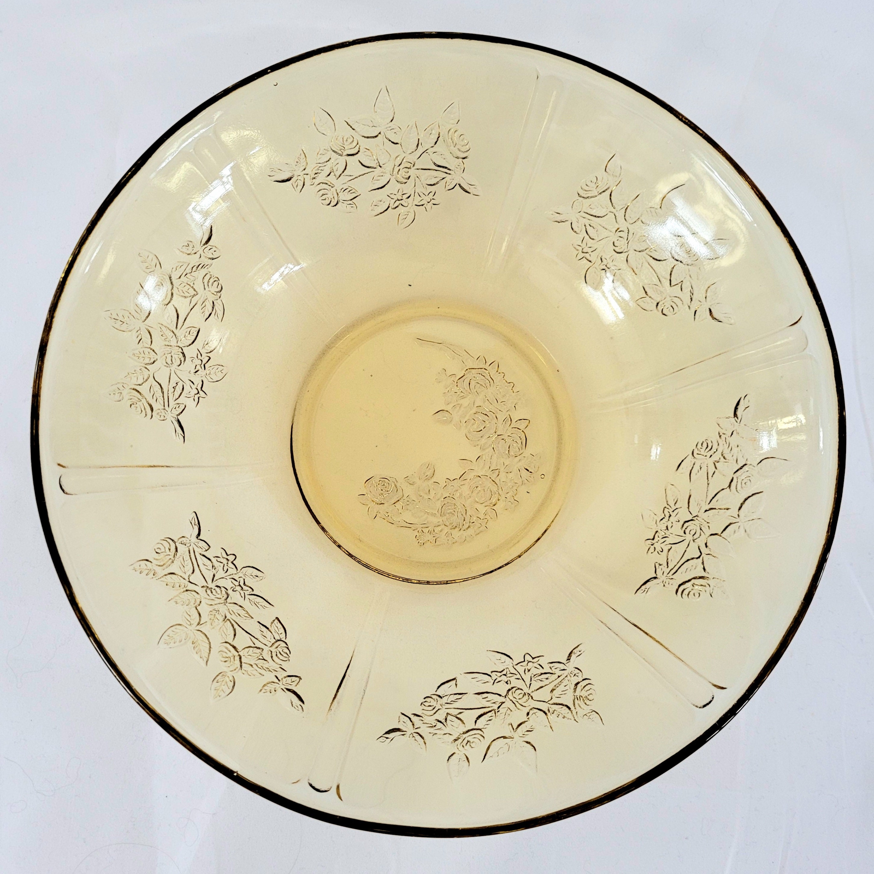 Vintage Amber Sharon Cabbage Rose Depression Glass Bowl Federal Glass Company Etsy