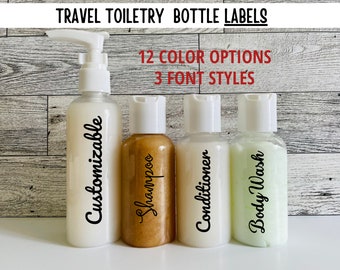 Travel Size Toiletry Labels / Small Bottle Labels / Small Container Labels - Customizable (set of 4)