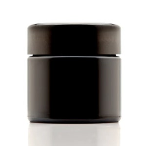 100ml UV Glass Cosmetic Jar with Black Screw Top Lid | Airtight | Smell Proof | Leak Proof | UV Mason Stash Jar Storage Container Canister