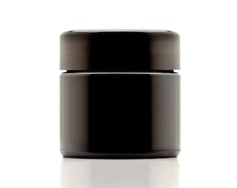 100ml UV Glass Cosmetic Jar with Black Screw Top Lid | Airtight | Smell Proof | Leak Proof | UV Mason Stash Jar Storage Container Canister