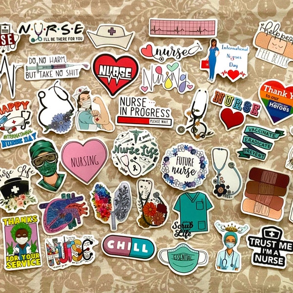 100 pcs Assorted Nurse Stickers, Nursing Stickers, Sticker Pack, Vinyl Stickers, Laptop Stickers, Planner Stickers, Journal Stickers