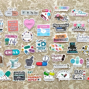 100 pcs Assorted Pharmacist Stickers, Pharmacy Stickers, Sticker Pack, Vinyl Stickers, Laptop Stickers, Planner Stickers, Journal Stickers