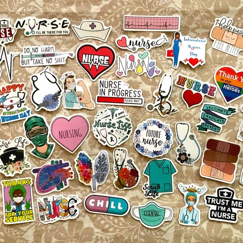 50 pcs Assorted Nurse Stickers, Nursing Stickers, Sticker Pack, Vinyl Stickers, Laptop Stickers, Planner Stickers, Journal Stickers