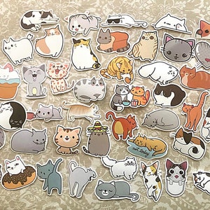 50 pcs Assorted Cat Stickers, Cute Cat Sticker Packs, Sticker Pack, Vinyl Stickers, Laptop Stickers, Planner Stickers, Journal Stickers
