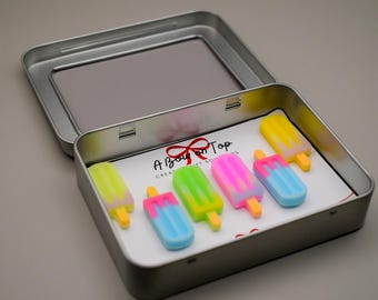 Popsicle Magnets or Push Pins + Tin Box | Cute Magnets | Food Magnets | Fridge Magnets | Gift | House Warming | Birthday | Appreciatio