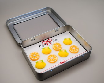 Lemon Magnets or Push Pins + Tin Box | Cute Magnets | Food Magnets | Fridge Magnets | Magnet Gift | House Warmin | Birthday | Appreciation