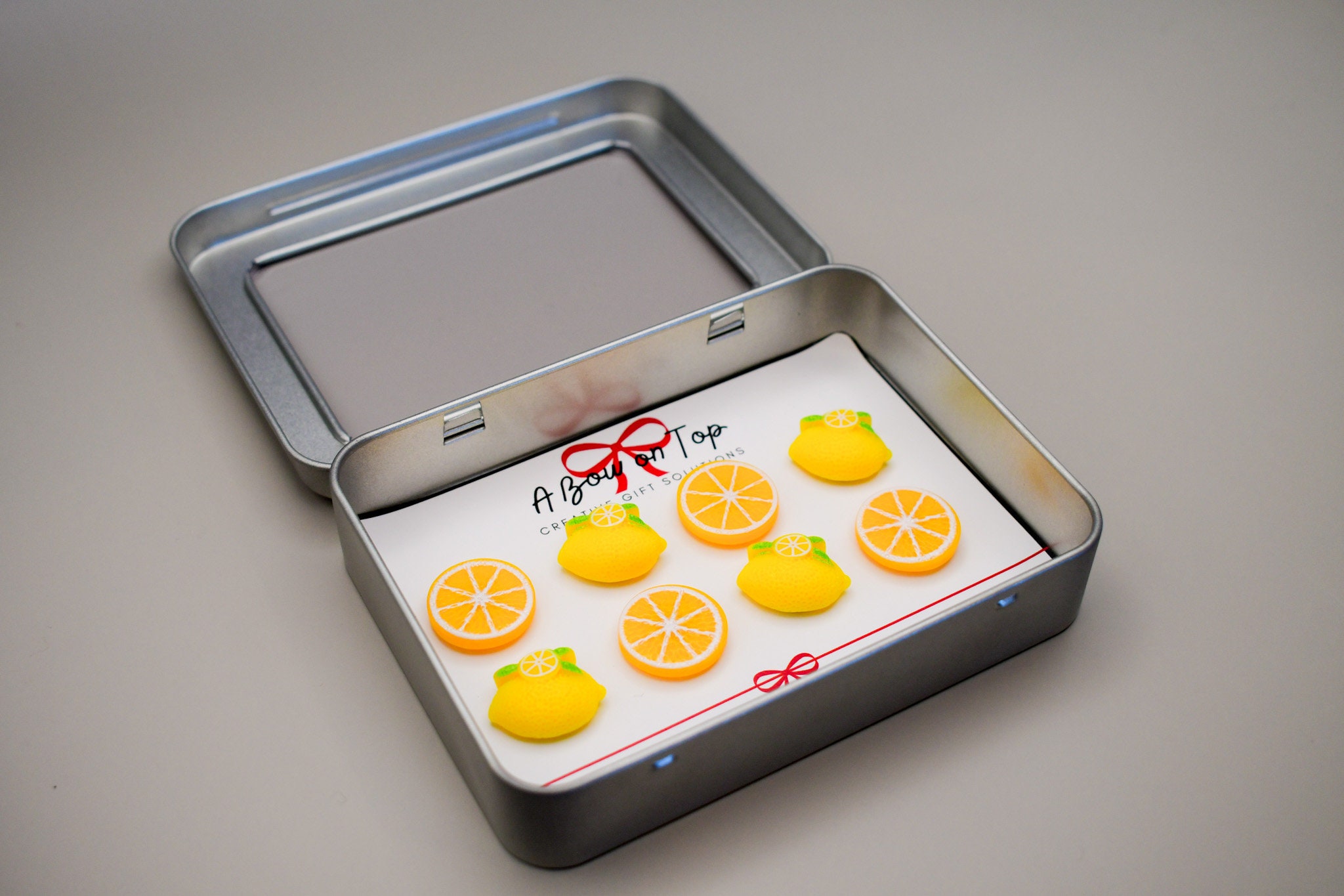Lemon Magnets or Push Pins + Tin Box | Cute Magnets | Food Magnets | Fridge Magnets | Magnet Gift | House Warmin | Birthday | Appreciation