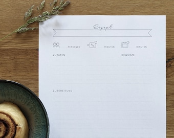 Recipes | Template for the recipe folder DIN A4 | Recipe template as PDF download | German