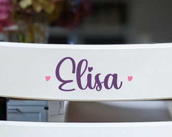 High chair sticker | Personalized sticker with name and 2 hearts in your desired color | Name sticker for children's chair