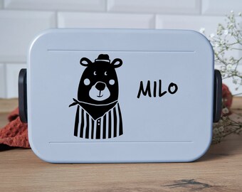 Sticker for lunch box | personalized sticker with name and bear | label for children