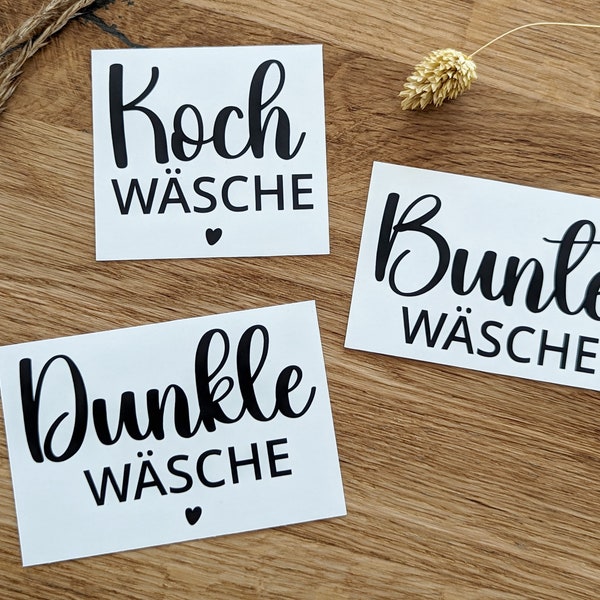 Aufkleber für Wäschesortierung | Sticker für Wäschekorb | Ordnung für Wäsche Sortierung | Schriftzug mit Herz