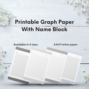 Printable Graph Paper With Name Block | 4 Sizes | Graph Paper Printable |
