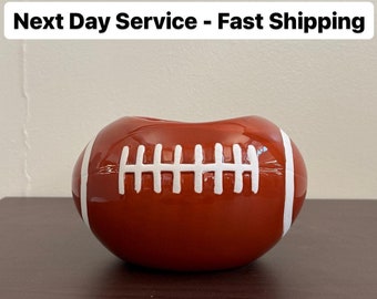 Football ceramic planter, sports fan flower pot home decor, Super Bowl decoration, candy jar table centerpiece, quarterback player gifts