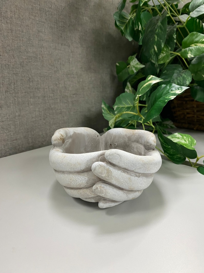 Cupped Palm Hands Cement Planter Save Planet Earth Flower Pot Bowl cupped-palm-hands-cement-planter-save-planet-earth-flower-pot-bowl
