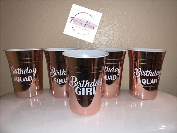 Birthday Squad Party Cups Reusable Cup Solo cup rose gold solo cup