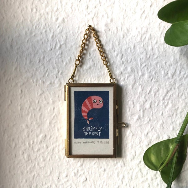 SHRIMPLY - Mini print shrimp, framed