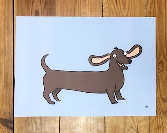 Dachshund - A3 or A2 poster ideal for the nursery!
