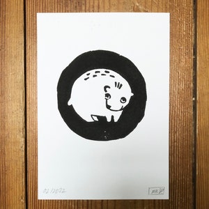 Polar Bear - Linocut A6