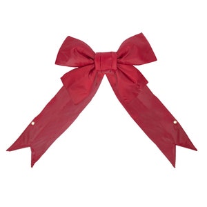 Large Premade Outdoor Bow, Red Weather-Proof Nylon with Wired-Edges and Grommets, Multiple Sizes, Oversized, XL, Holiday Commercial Decor